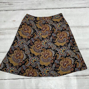 Harve Benard Skirt Black Paisley Print A-Line Knee Length Size 6